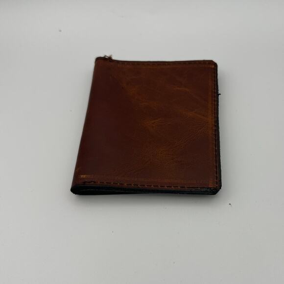 Oaxaca Mexico Handmade Brown Leather Unisex Slim Wallet - Picture 3 of 8